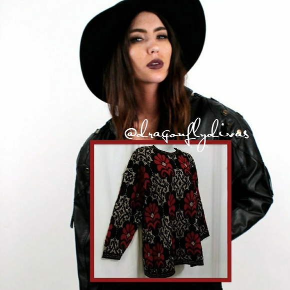 VTG 80s Medallion Print Long Sweater M - EUC - Picture 1 of 8